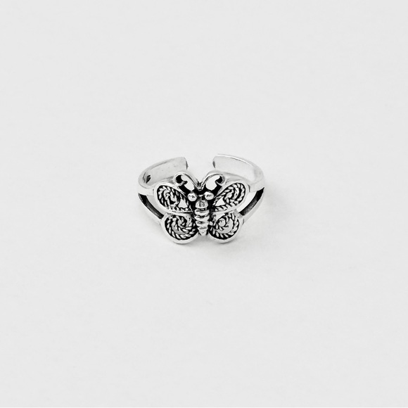 Sterling Silver Butterfly Toe Ring, Bug Rings, Insect Bugs, Butterflies, Wings - Picture 7 of 14